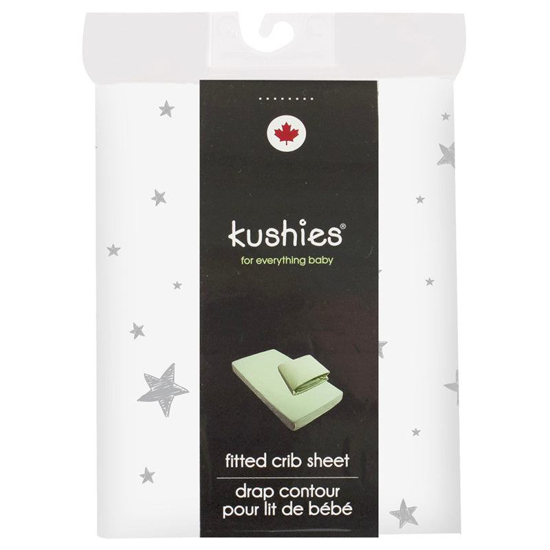 Drap contour pour lit de bébé - Étoile Grise