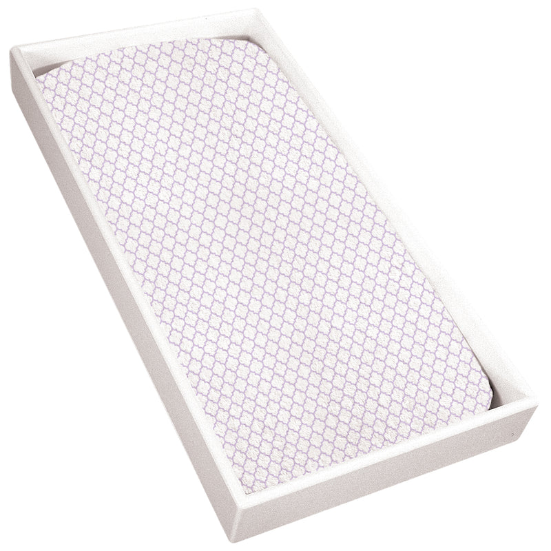 Housse pour matelas à langer en ratine - Ornement Lilas