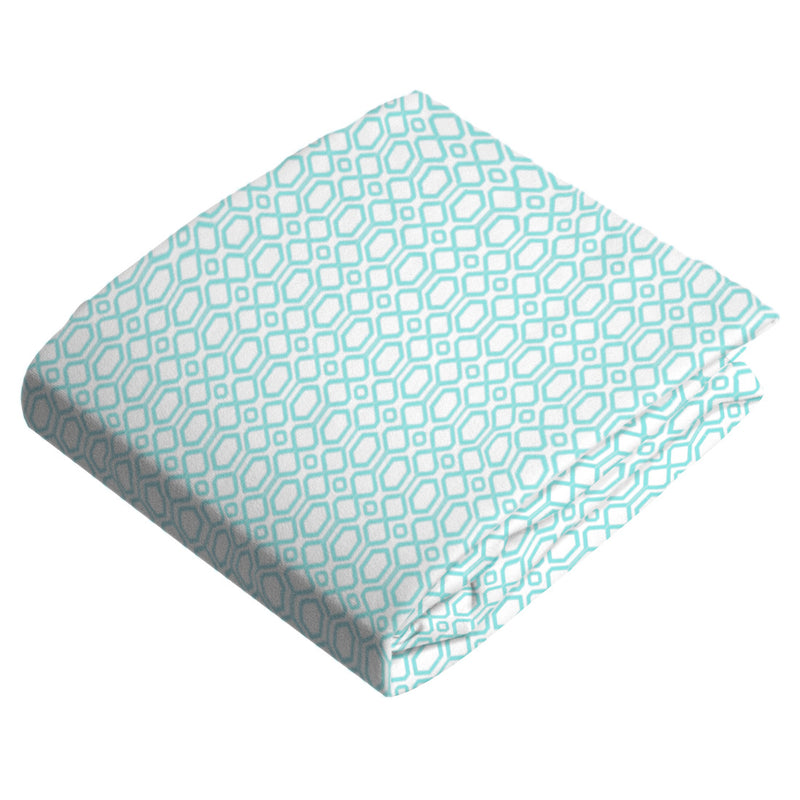 Housse pour matelas à langer avec ouverture pour sangles - Octogone Turquoise