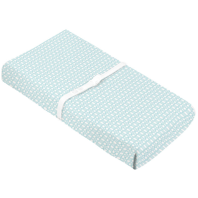 Housse pour matelas à langer avec ouverture pour sangles - Octogone Turquoise