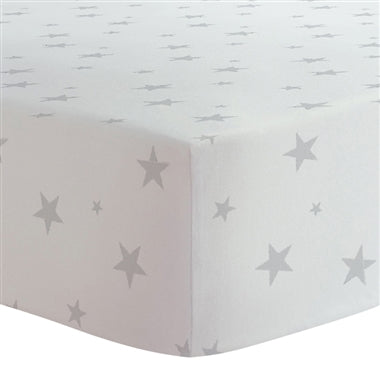 Drap contour pour lit de bébé en coton organique - Étoiles grises
