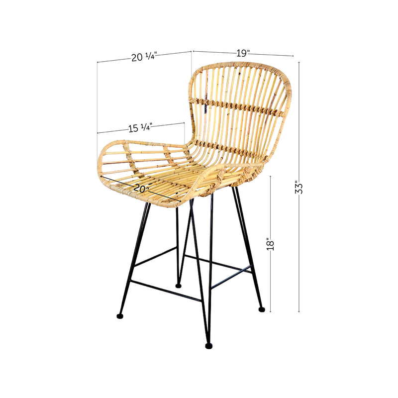 Lot de 2 chaises en rotin avec accoudoirs Balka - Rotin et noir