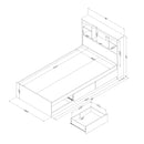 Ensemble lit matelot et tête de lit bibliothèque simple 39" Aviron - Myrtille