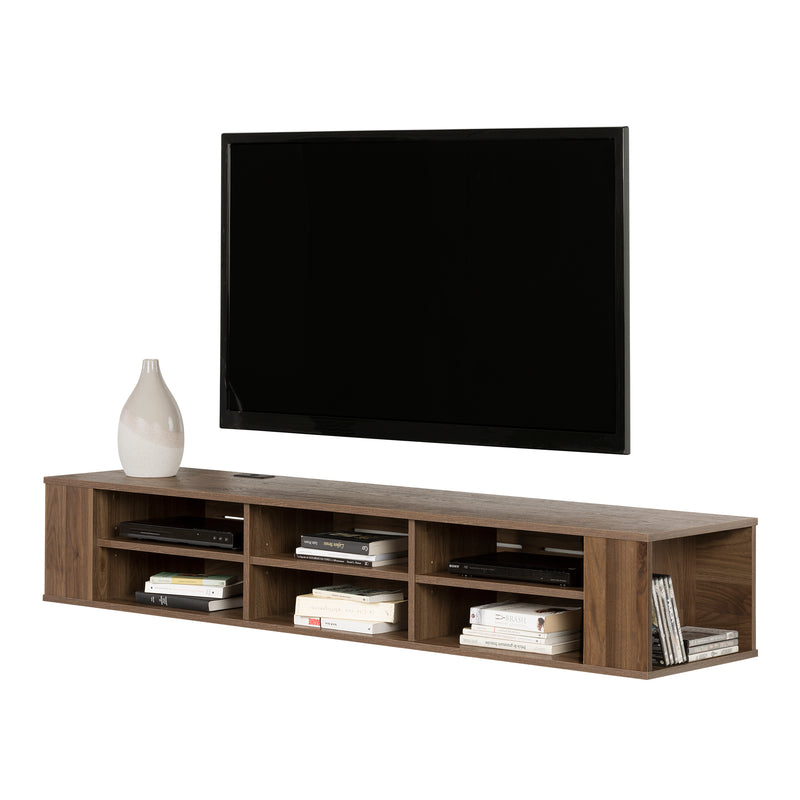 Console média murale 66" City Life - Noyer naturel