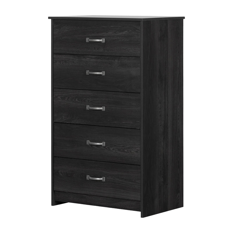 Commode 5 tiroirs Tassio-Chêne gris