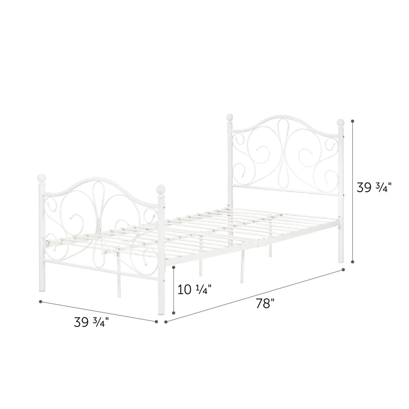 Lit complet en métal 39" Summer Breeze - Blanc solide