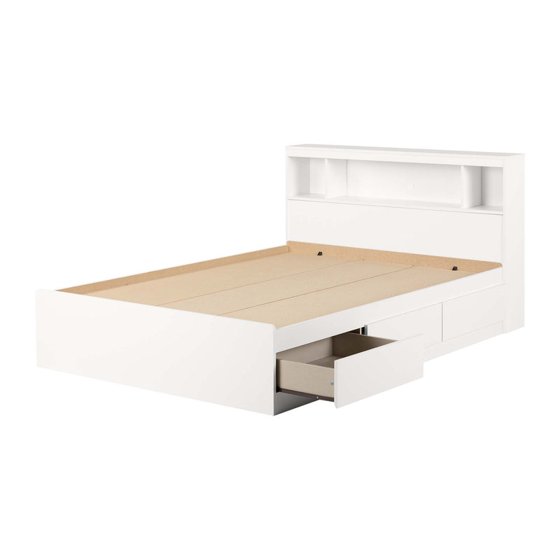 Ensemble lit matelot et tête de lit bibliothèque double 54" Fusion - Blanc solide