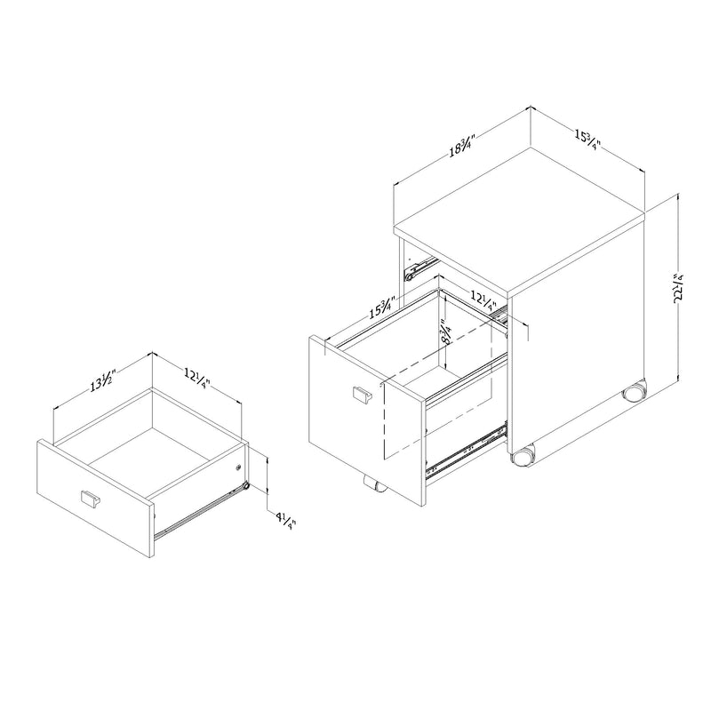 Classeur mobile 2 tiroirs Interface - Blanc solide