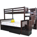 Lits superposés 39"/54"expresso avec escalier Flamingo