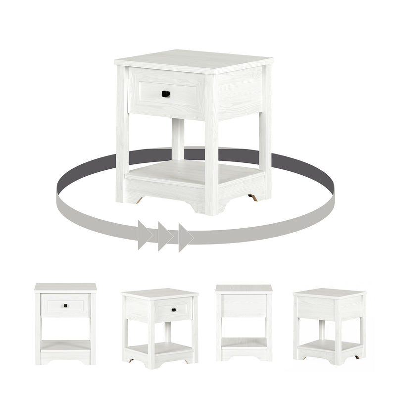 Table de chevet Hazen-Pin blanc