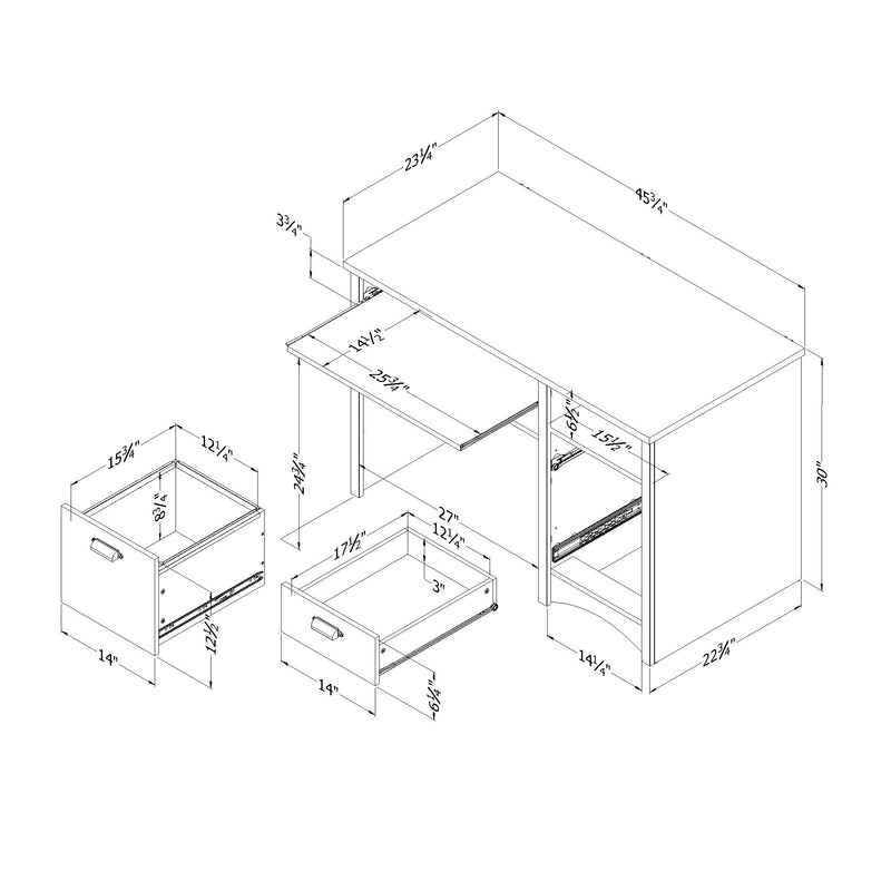 Bureau de travail Gascony - Érable cendré