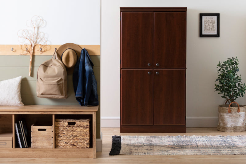 Armoire de rangement 4 portes Morgan - Cerisier royal