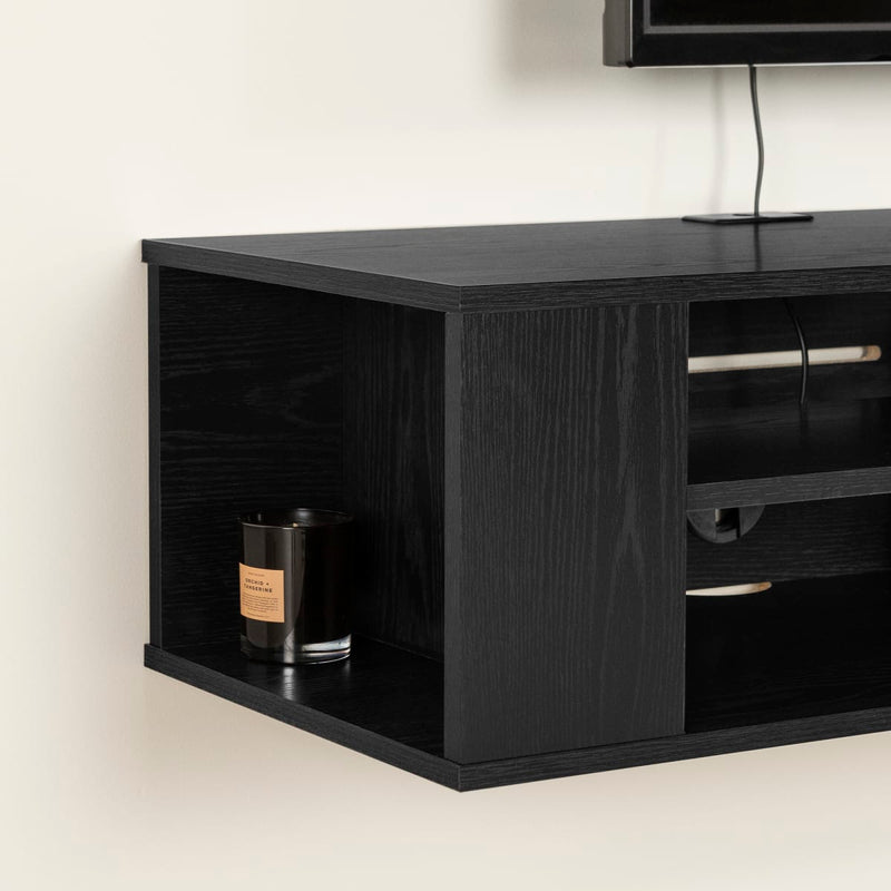 Console média murale 66" City Life - Chêne noir