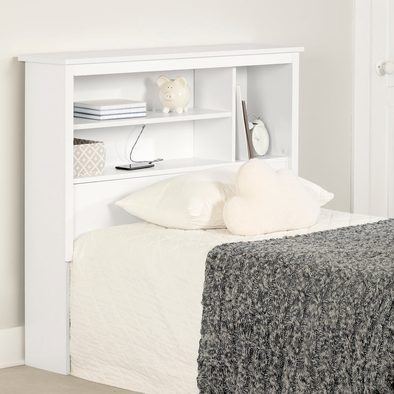 Tête de lit bibliothèque simple 39" Vito-Blanc solide