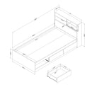 Ensemble lit matelot et tête de lit bibliothèque simple 39" Fynn - Chêne gris