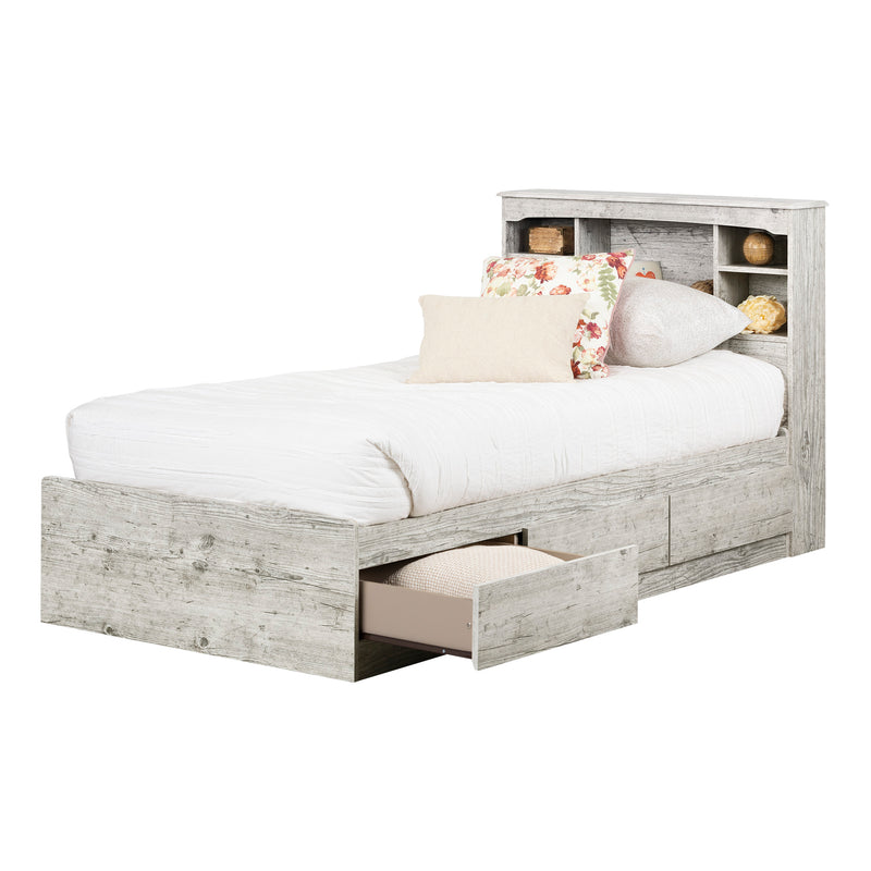 Ensemble lit matelot et tête de lit bibliothèque simple 39" Aviron - Pin bord de mer