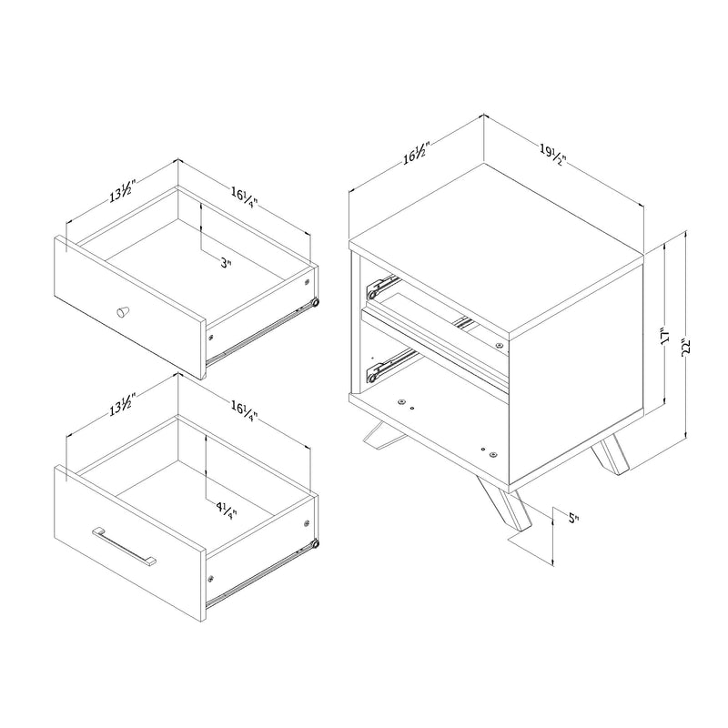 Flam - 2-Drawer Nightstand - End Table with Storage