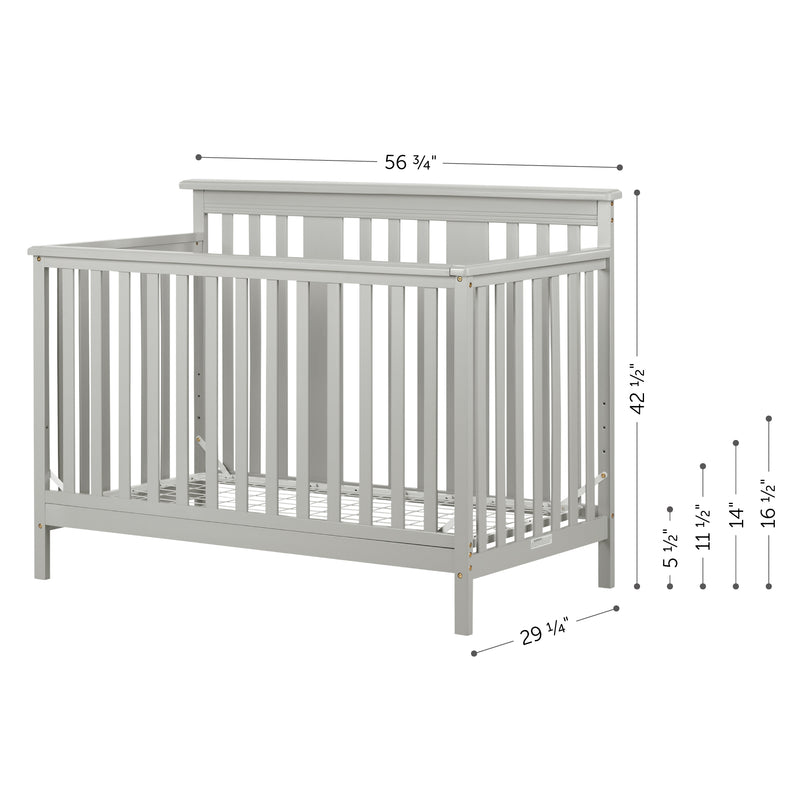 Lit de bébé avec barrière de transition Cotton Candy - Gris clair