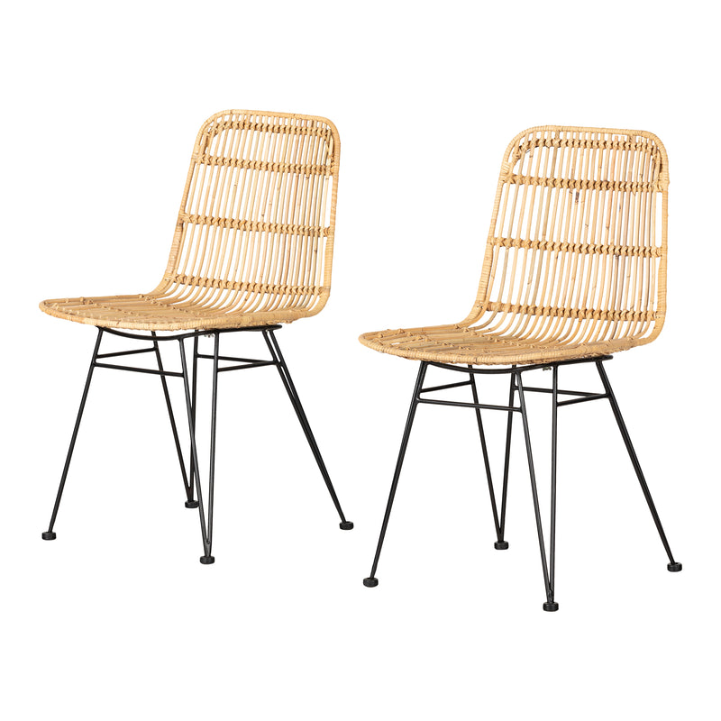 Lot de 2 chaises en rotin Balka - Rotin et noir