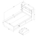 Ensemble lit matelot et tête de lit bibliothèque simple 39" Yodi -Noyer naturel