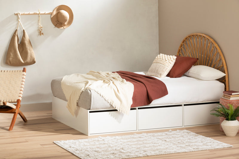 Queen Fusion 6-Drawer Platform Bed - White