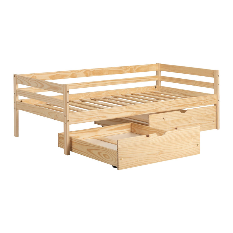 Lit de jour simple 39" avec tiroirs de rangement Sweedi - Bois naturel