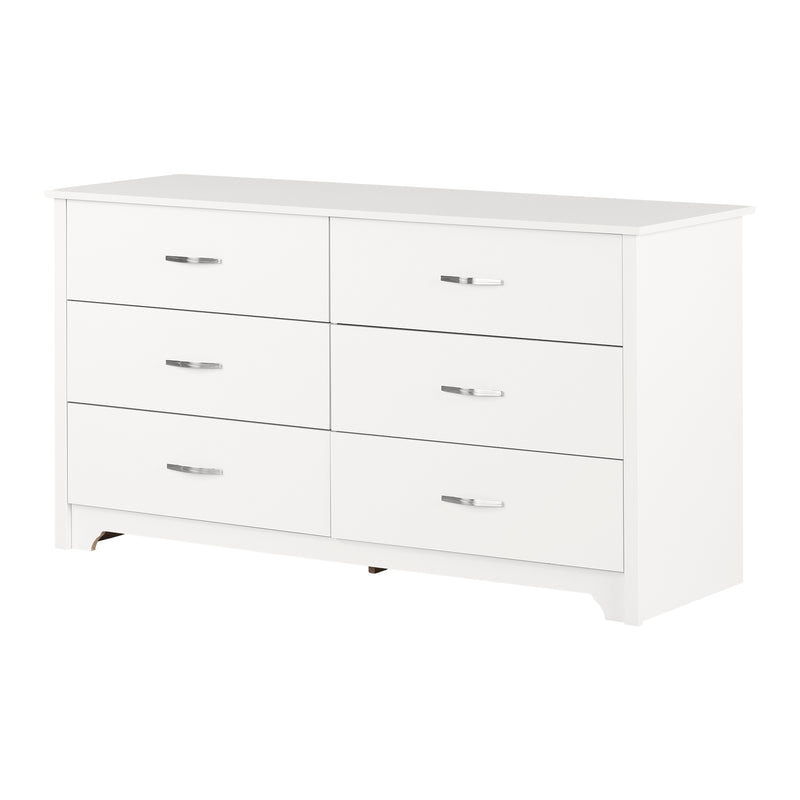 Bureau double 6 tiroirs Fusion - Blanc solide