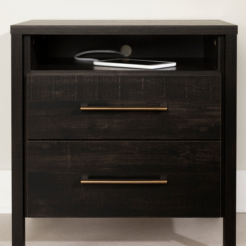 Gravity 2-Drawer Nightstand - Antique Black