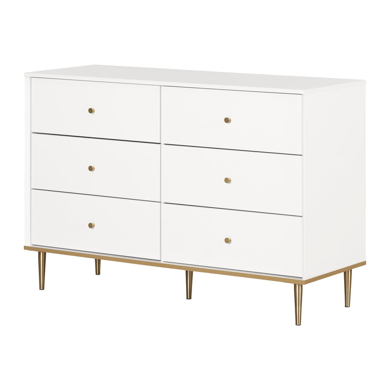 Bureau double 6 tiroirs Dylane - Blanc solide