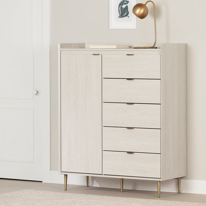 Hype - Door chest of 5 drawers - Winter oak