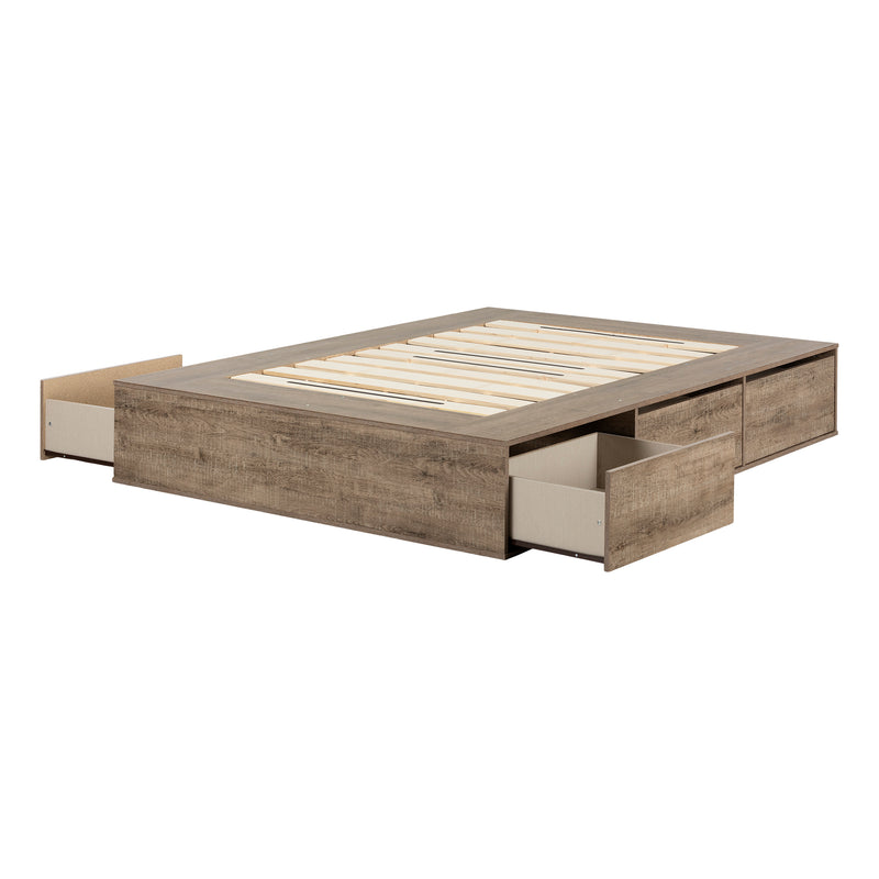 Lit plateforme 6 tiroirs queen 60" Fusion - Chêne vieilli
