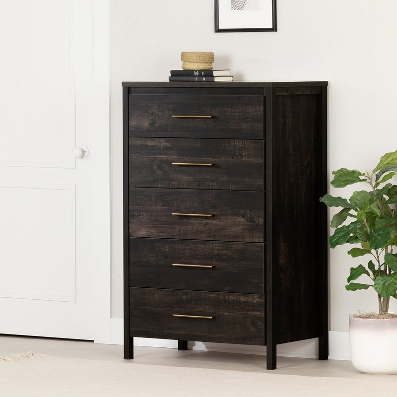 Commode 5 tiroirs Gravity - Noir antique
