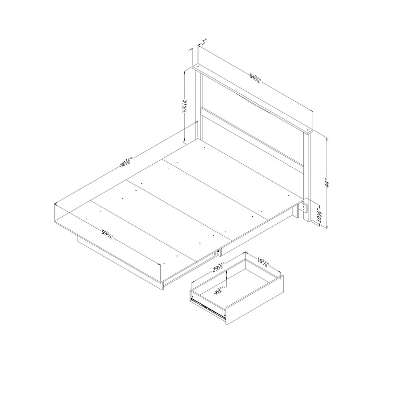 Ensemble lit et tête de lit 60" Step One - Blanc solide